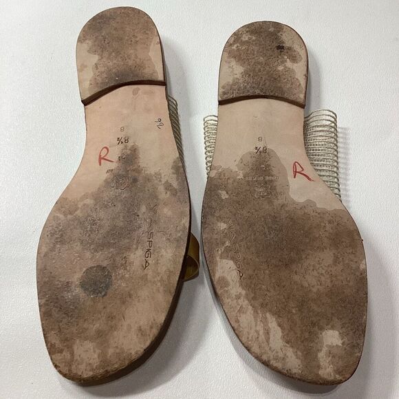 Via Spiga Yellow White Sheer Open Toe Summer Sandal Shoes - Picture 13 of 14